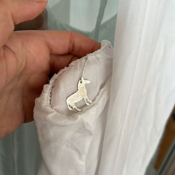 Indah Open Back Cross Tie Ruffle Bottom White Maxi Dress - Picture 6 of 6